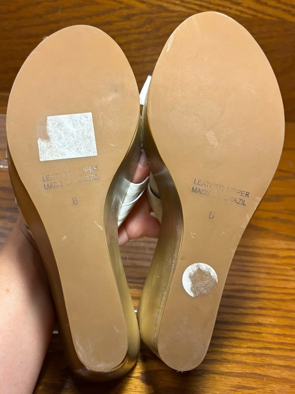 Y2K Vintage Cathy Jean Brazil Platform Wedge Slides White Leather Size 8